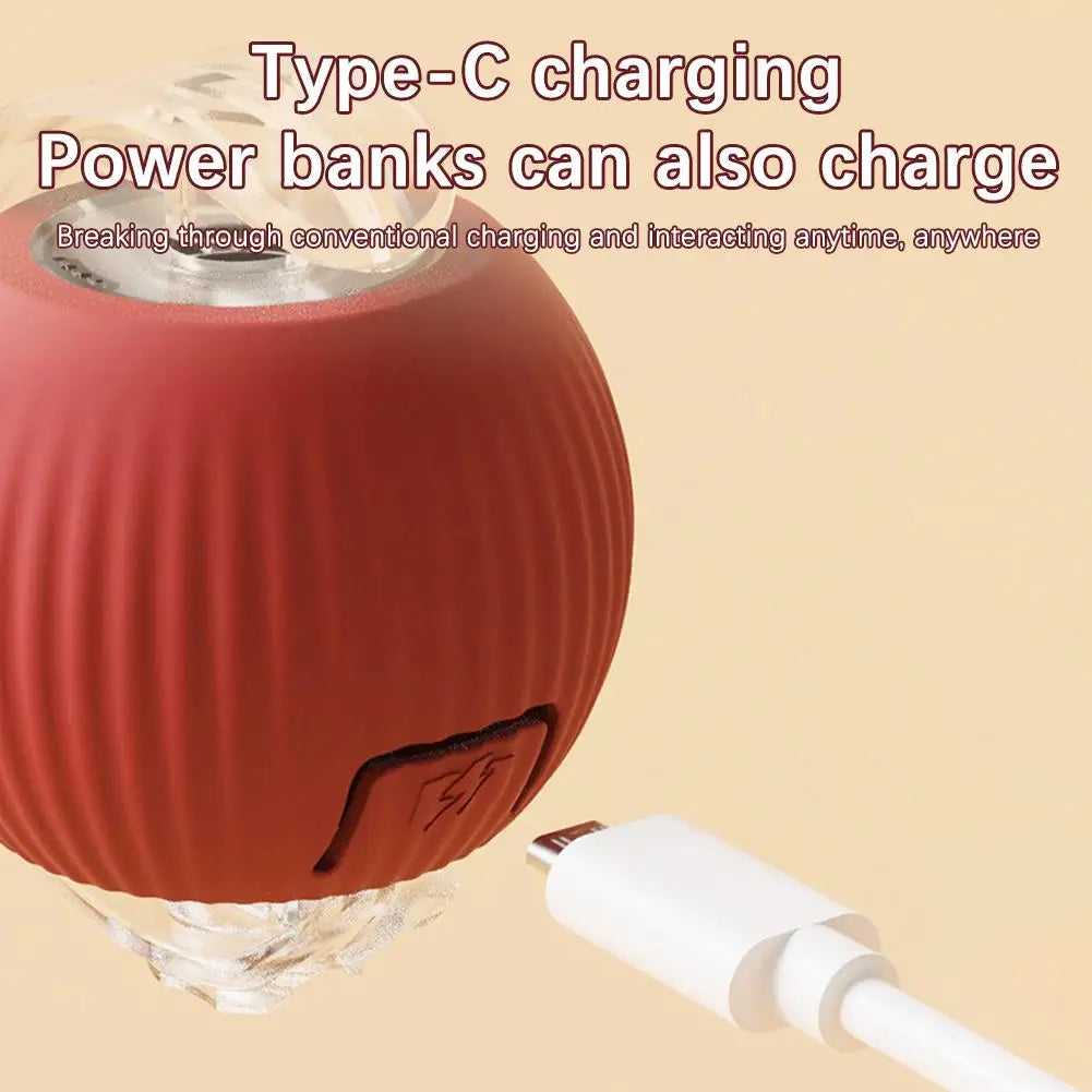 Rechargeable Automatic Cat Ball Toy – Smart Rolling Ball with Faux Tail for Interactive Play