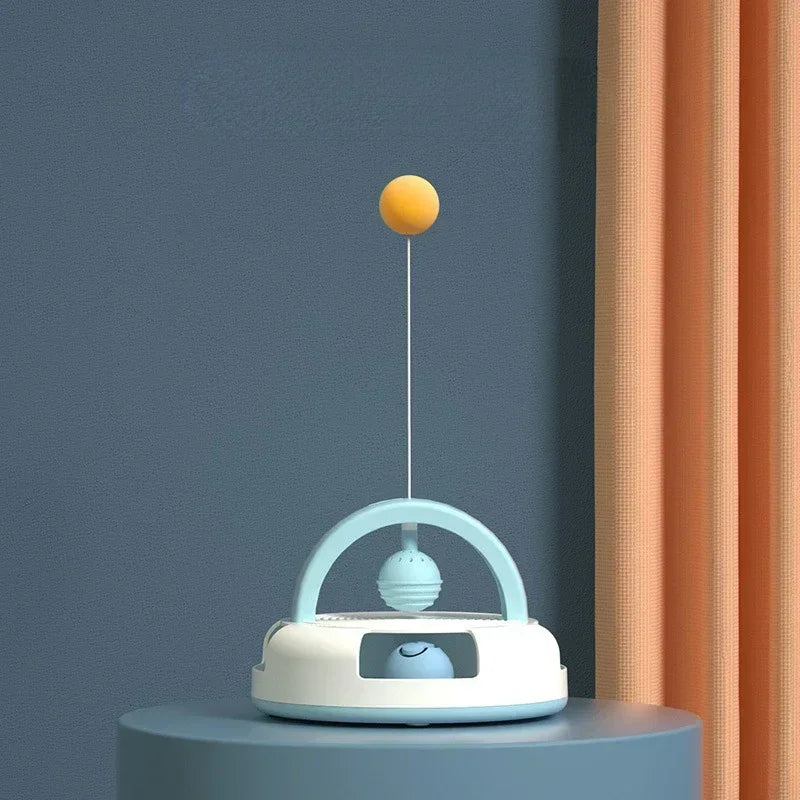Gravity Turntable Cat Toy – Table Tennis & Catnip Ball for Interactive Play