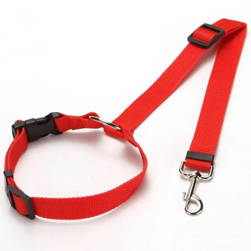 Two-in-One Solid Color Pet Car Seat Belt & Leash – Adjustable Nylon Safety Lead for Dogs