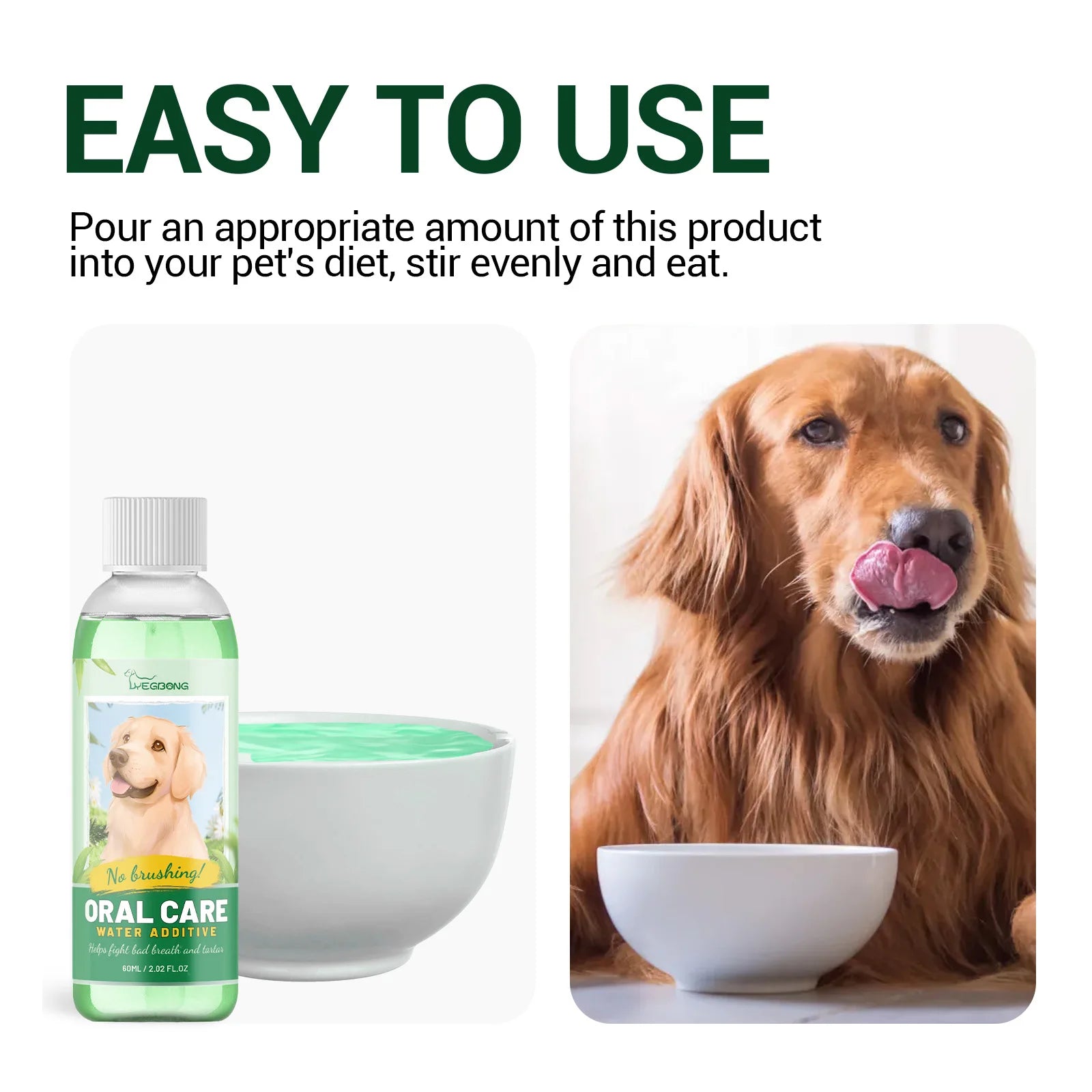 Pet Fresh Breath & Oral Care Solution – Dog & Cat Water Additive for Clean Teeth, Stain & Odor Removal, Earwax & Ear Odor Cleaner