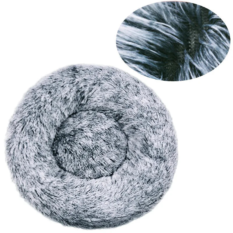 Round Plush Pet Bed – 40–90cm Super Soft Dog & Cat Bed, Winter Warm Sleeping Nest