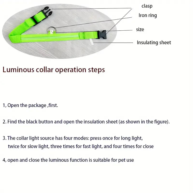 LED Dog Leash & Collar – Nylon Glow-in-the-Dark Safety Set for Night Walks