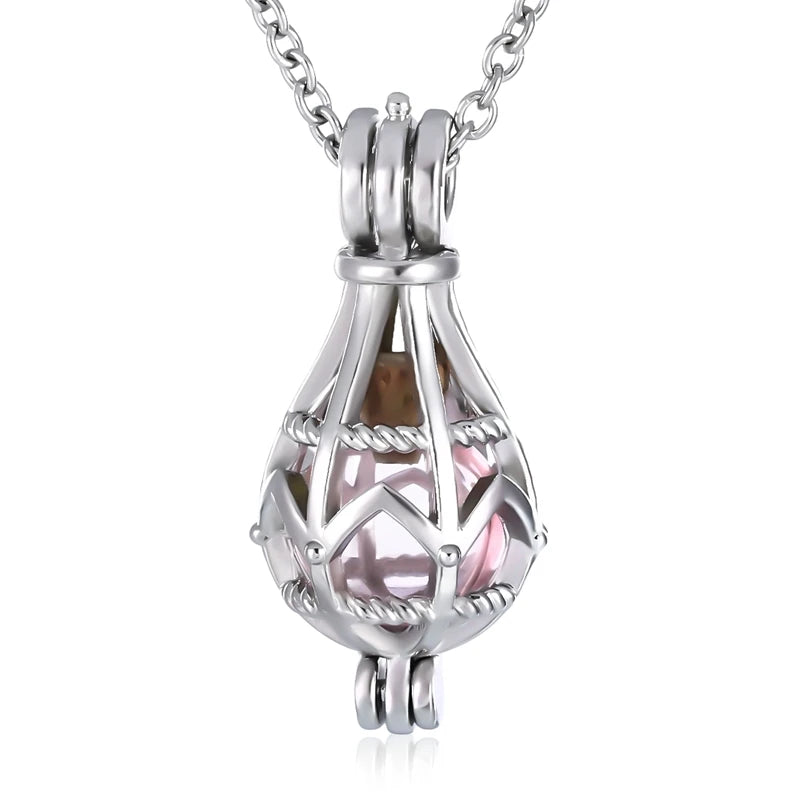 Hollow Teardrop Keepsake Urn Necklace for Ashes – Openwork Memorial Locket Pendant