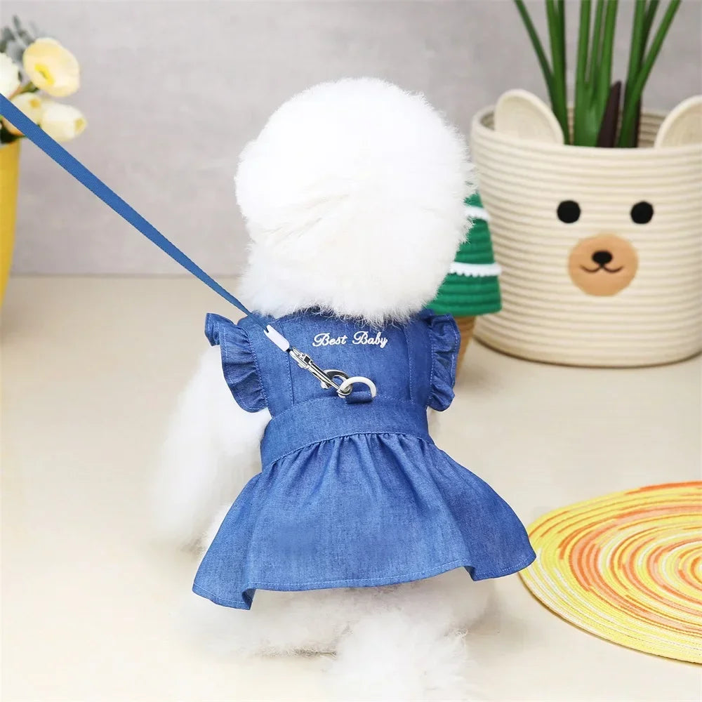 Dog Denim Dress – Cute Princess Skirt for Small & Medium Dogs, Summer Wedding Outfit