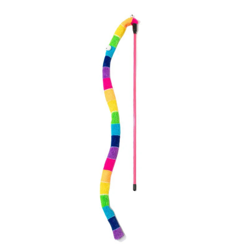 Caterpillar Cat Teaser Wand – Colorful Feather Toy for Interactive Play