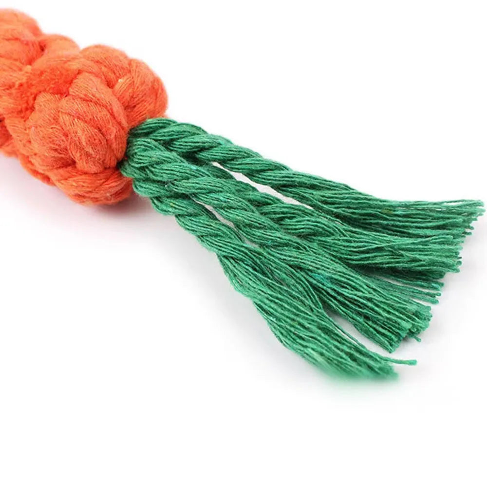 1Pc Carrot Dog Bite Rope Toy – Durable Braided Cotton Chew Toy for Puppies & Small Dogs – Safe, Molar & Teeth Cleaning Toy