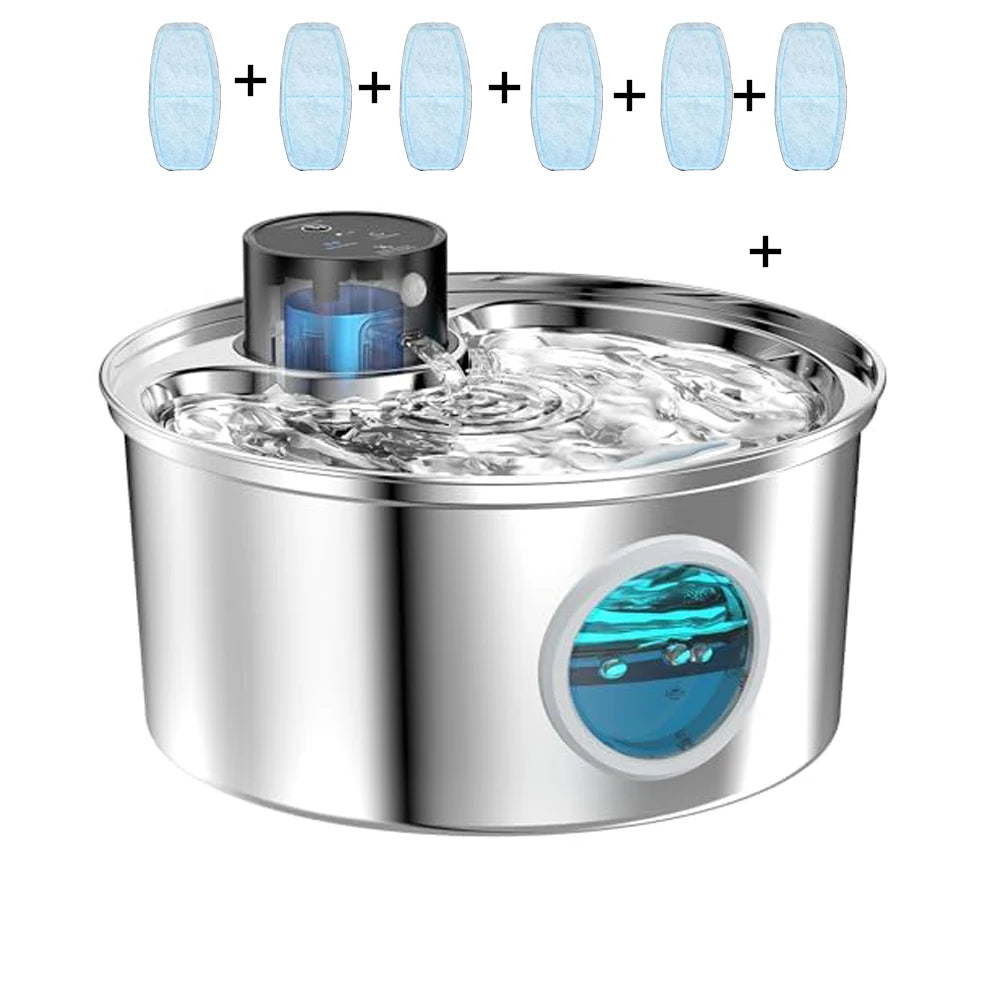 Wireless Stainless Steel Pet Water Fountain – Motion Sensor & Rechargeable