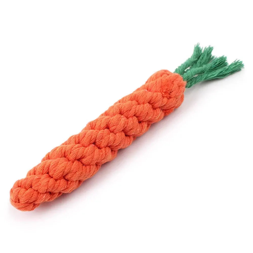 1Pc Carrot Dog Bite Rope Toy – Durable Braided Cotton Chew Toy for Puppies & Small Dogs – Safe, Molar & Teeth Cleaning Toy