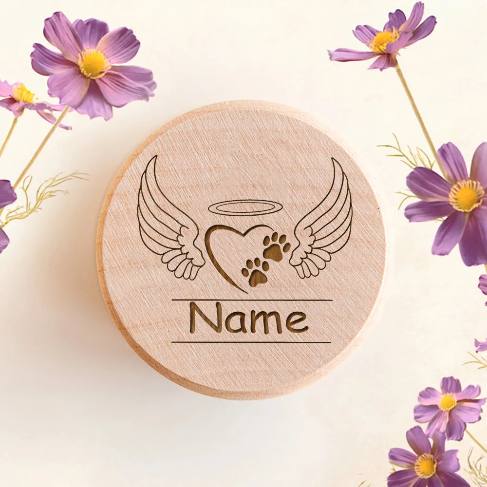 Custom Wooden Pet Memorial Urn – Personalized Hair & Tooth Keepsake Box for Cats & Dogs