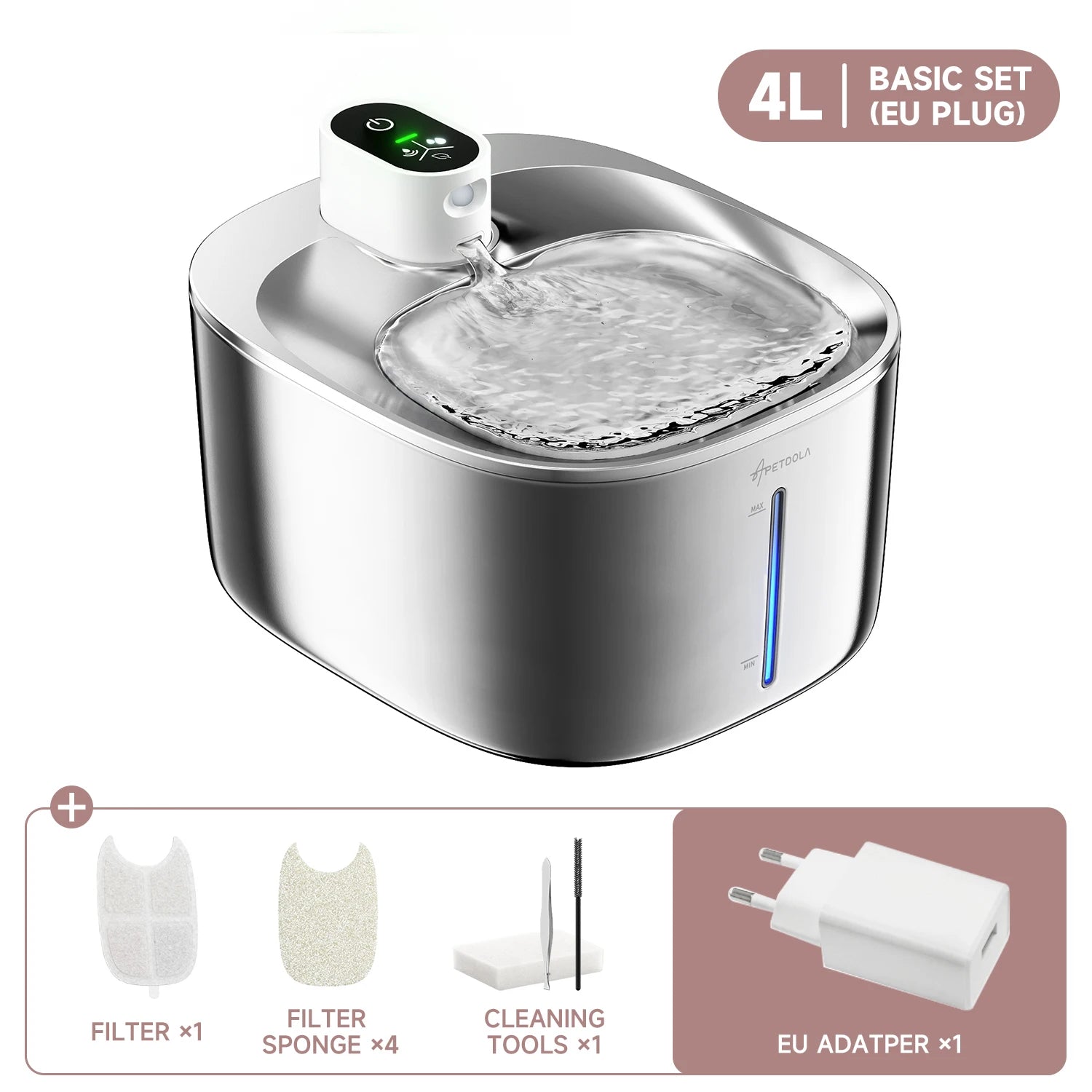 APETDOLA 4L Wireless Cat Water Fountain – Auto Sensor Pet Water Dispenser for Cats & Dogs
