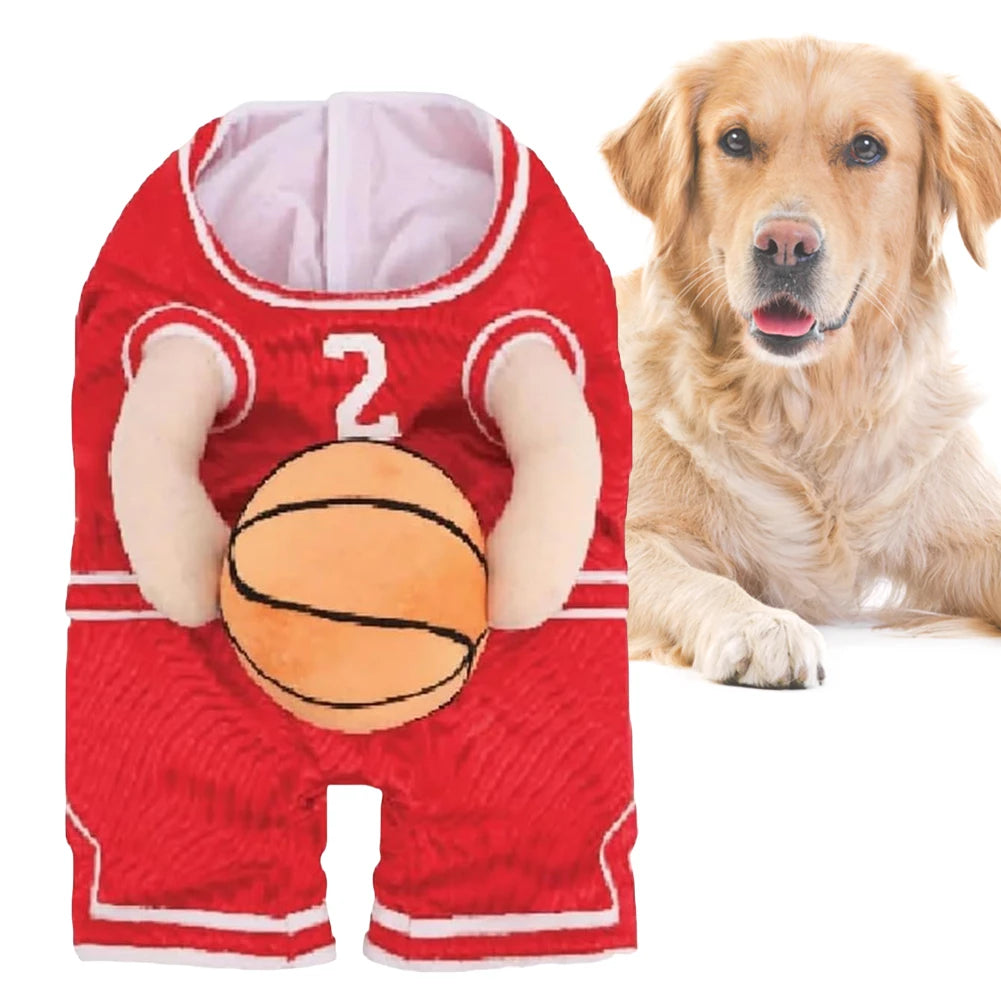 Dog Basketball Player Costume – Funny Sports Outfit with Ball for Halloween & Christmas