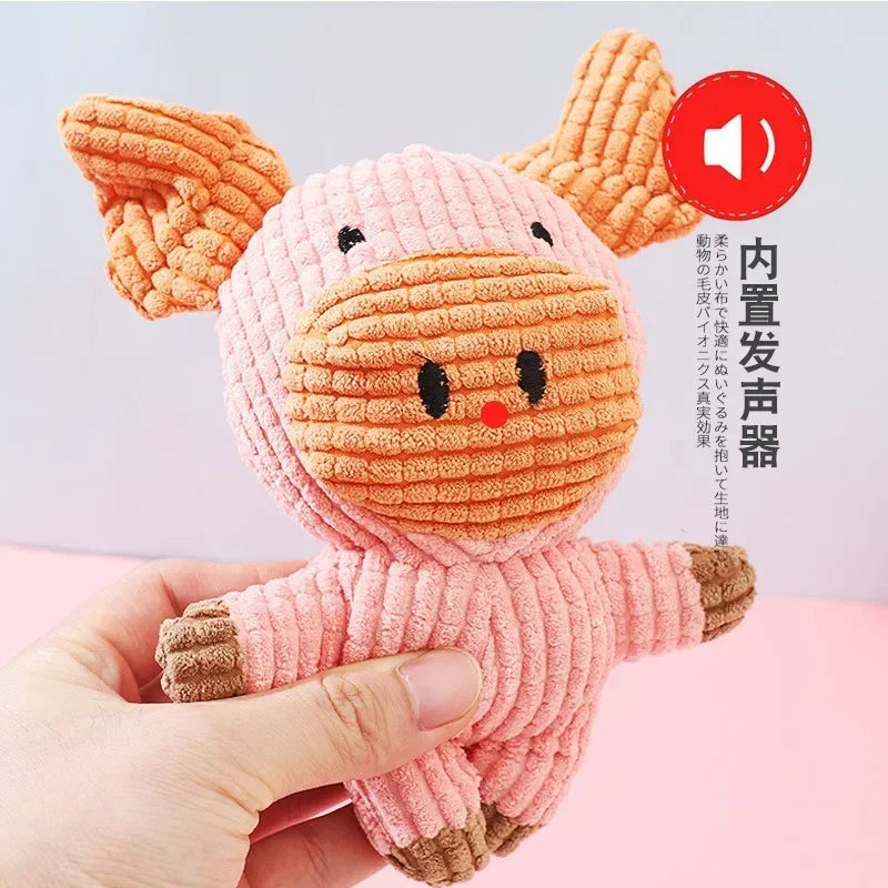 Plush Dog Toy – Bite-Resistant Squeaky Animal Toy for Small, Medium & Large Dogs | Interactive Cute Lion/Rabbit Shape