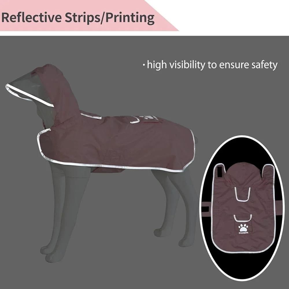 Waterproof Reversible Dog Raincoat Slicker with Reflective Trim and Hood – Leash Hole for Outdoor Use