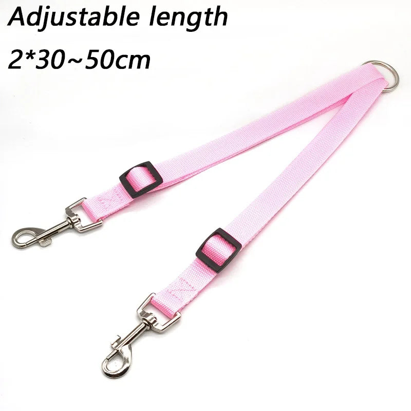 Double Twin Dog Leash Coupler – Adjustable V-Shape Nylon Lead for Walking 2 Dogs