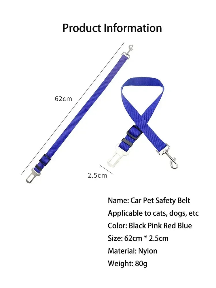 Adjustable Pet Car Safety Seat Belt – Dog Traction Rope for Vehicle Travel
