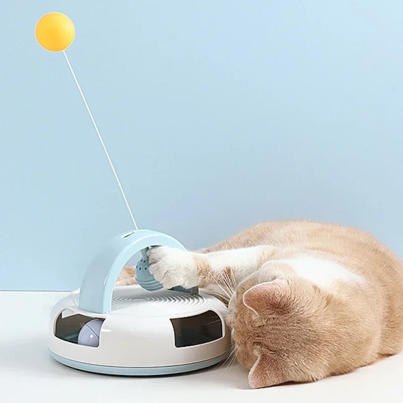 Gravity Turntable Cat Toy – Table Tennis & Catnip Ball for Interactive Play