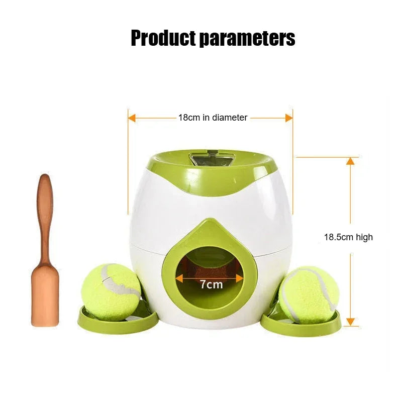 Interactive Pet Tennis Ball Launcher – Food Reward Machine & Training Toy for Dogs and Cats