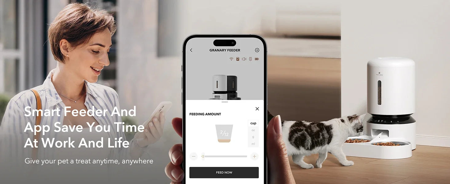 Automatic Cat Feeder – 5G WiFi Pet Feeder for Two Cats or Dogs with Remote Control & Low Food Sensor, 5L Capacity