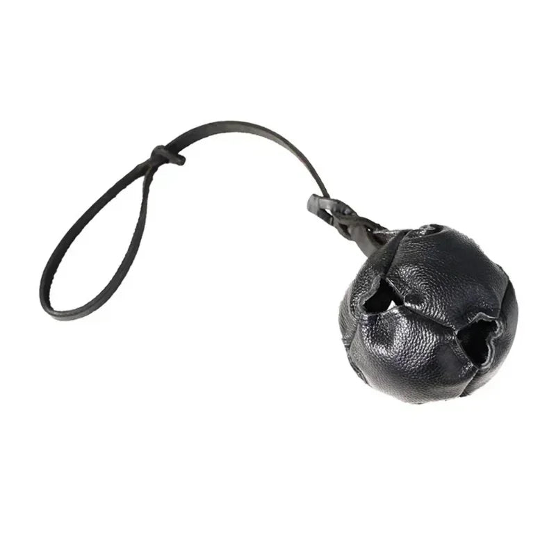 Leather Dog Training Ball – Tug & Bite Toy with Handle