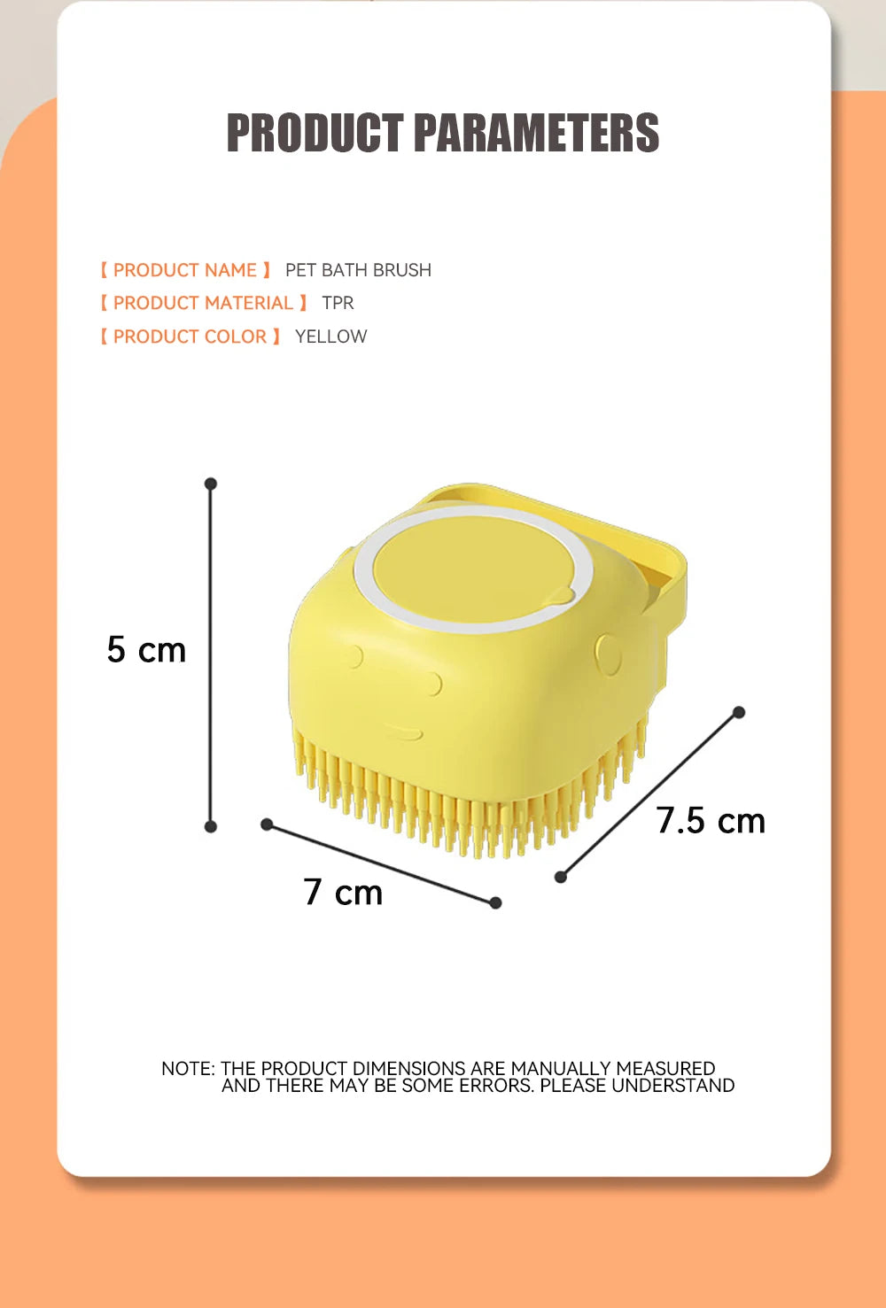 Dog Bath Brush – Silicone Pet Shampoo Scrubber & Soap Dispenser, Cat Massage Grooming Comb, Soft Rubber Puppy Cleaning Brush