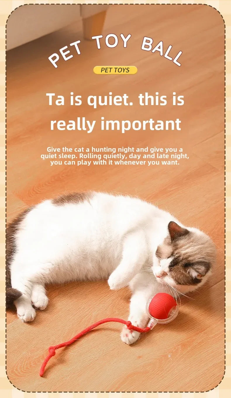 Rechargeable Smart Rolling Ball Toy – Automatic Interactive Electric Toy for Cats & Small Dogs with Simulated Tail