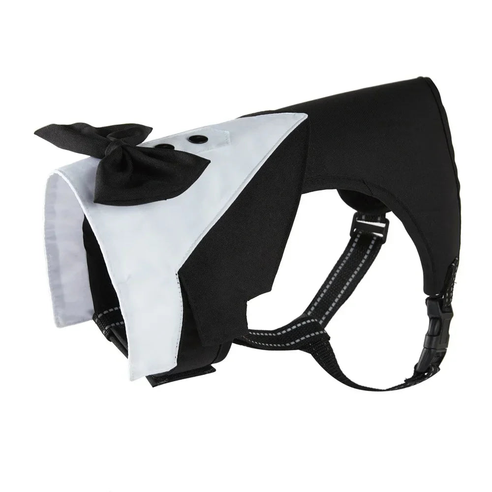 Female Dog Tuxedo Harness – Adjustable Formal Vest Costume for French Bulldogs & Large Dogs | Party & Wedding Pet Suit