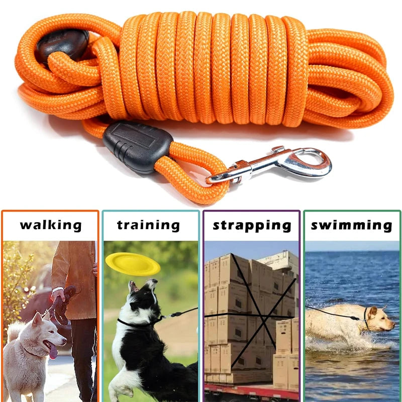 Long Rope Training Dog Leash – 5M / 10M / 15M Heavy-Duty Nylon Recall & Agility Lead for Medium and Large Dogs