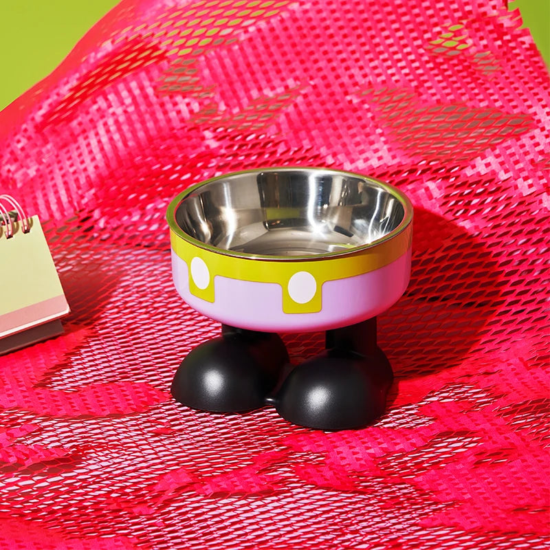 Elevated Stainless Steel Pet Bowl – Colorful High-Legged Food & Water Bowl for Dogs & Cats