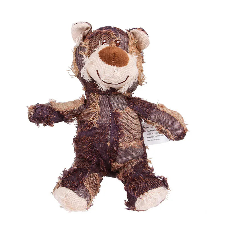Teddy Bear Plush Dog Toy – Squeaky Interactive Chew Toy for Cleaning Teeth & Stress Relief