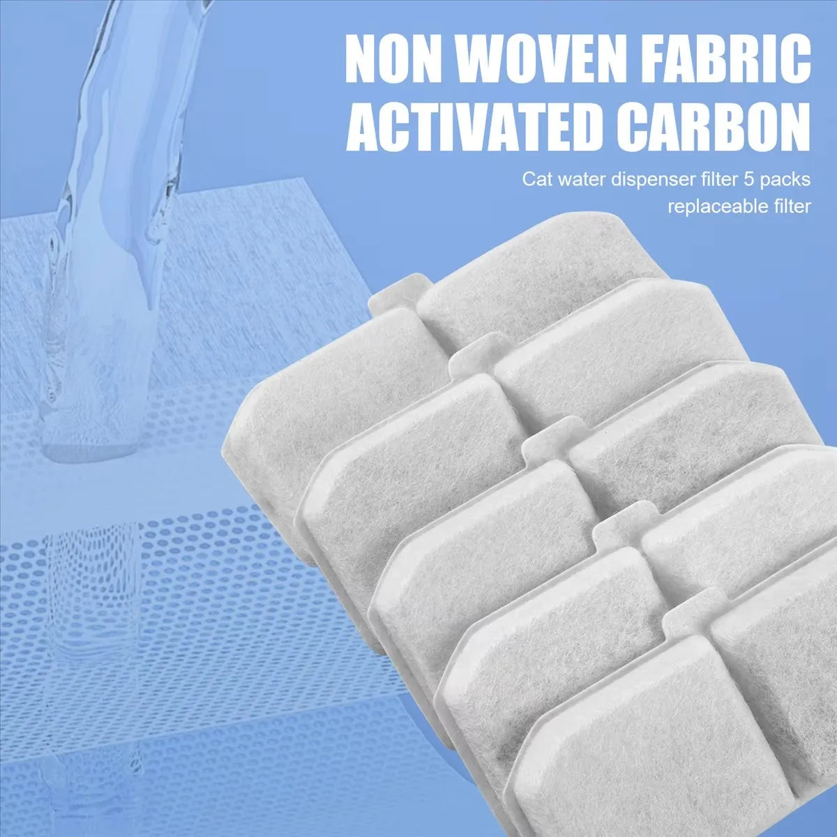 Cat Water Fountain Activated Carbon Replacement Filters – Coconut Shell Carbon & Resin Pet Water Dispenser Filter Elements