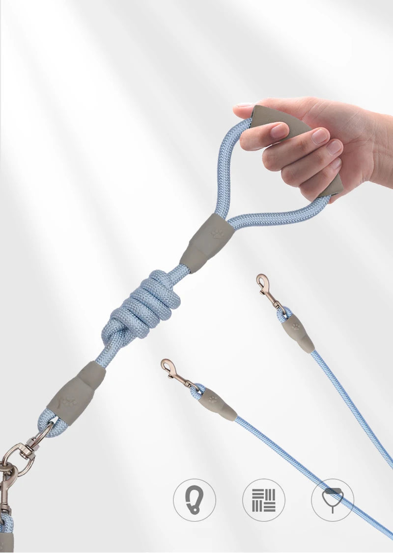 150cm Strong Dual Dog Leash – Soft Handle Pet Leash for Small, Medium & Large Dogs