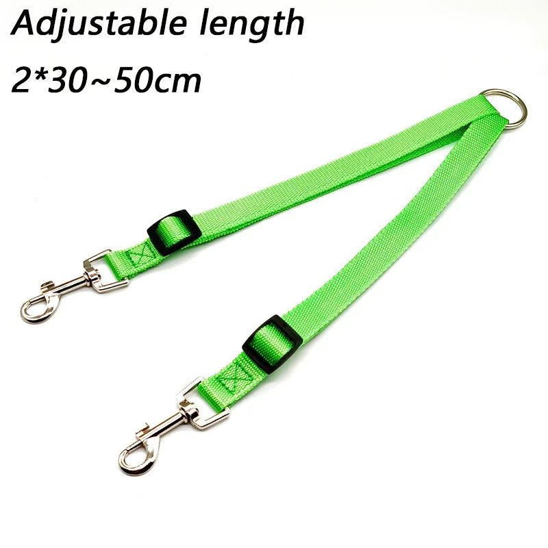 Double Twin Dog Leash Coupler – Adjustable V-Shape Nylon Lead for Walking 2 Dogs