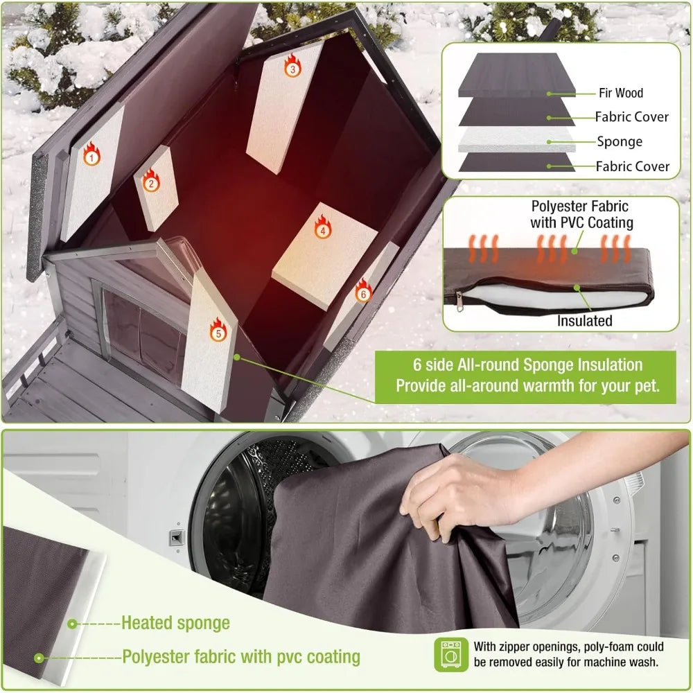 100% Insulated Outdoor Dog House – Winter Dog Kennel with Waterproof Liner & Sturdy Metal Frame