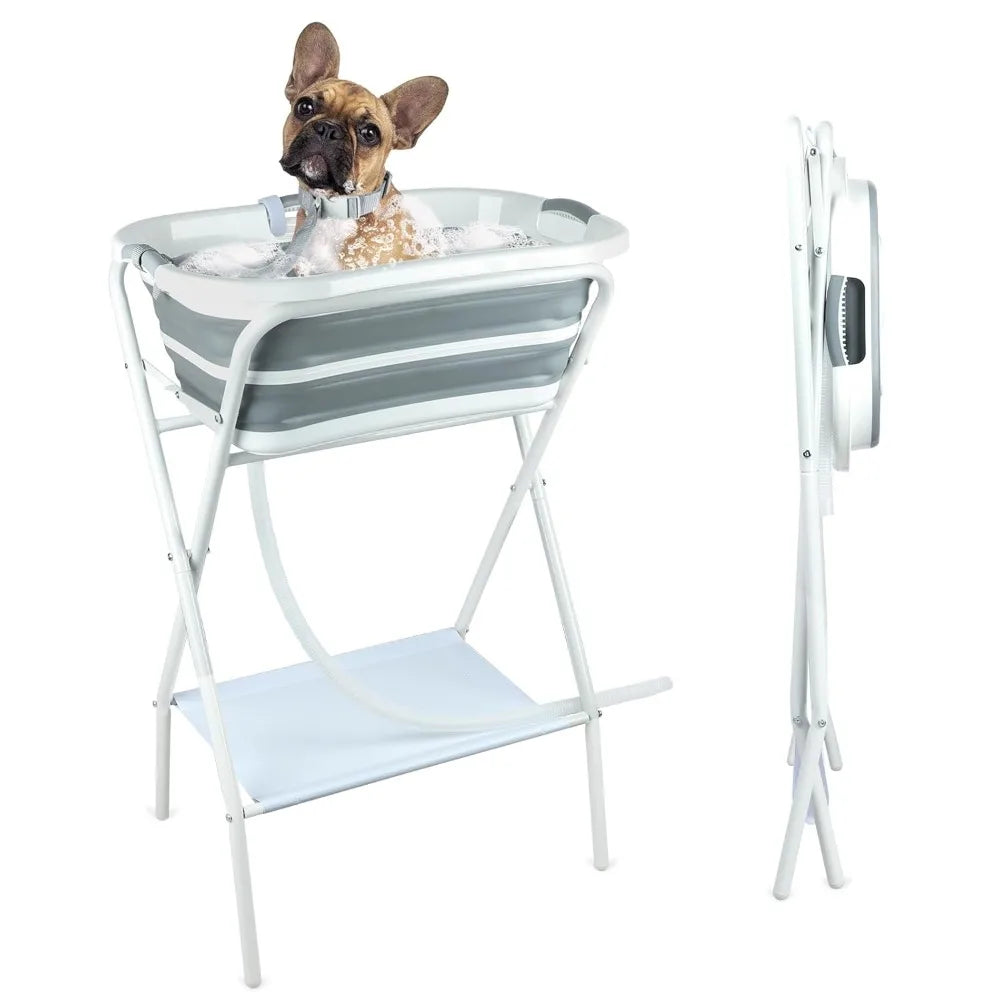 2-in-1 Elevated Dog Bath Tub – Portable Grooming & Shower Station for Small & Medium Dogs