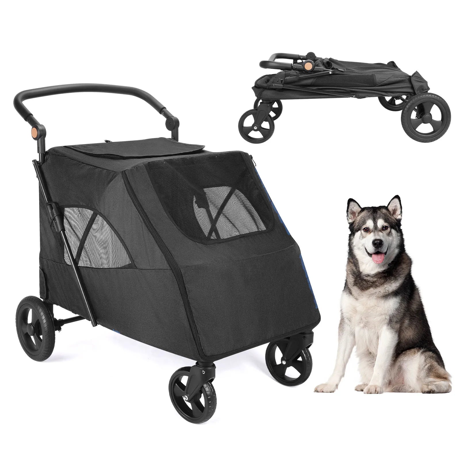 Wedyvko 4-Wheel Pet Stroller – Medium & Large Dog/Cat Jogger Travel Stroller for Outdoor Use