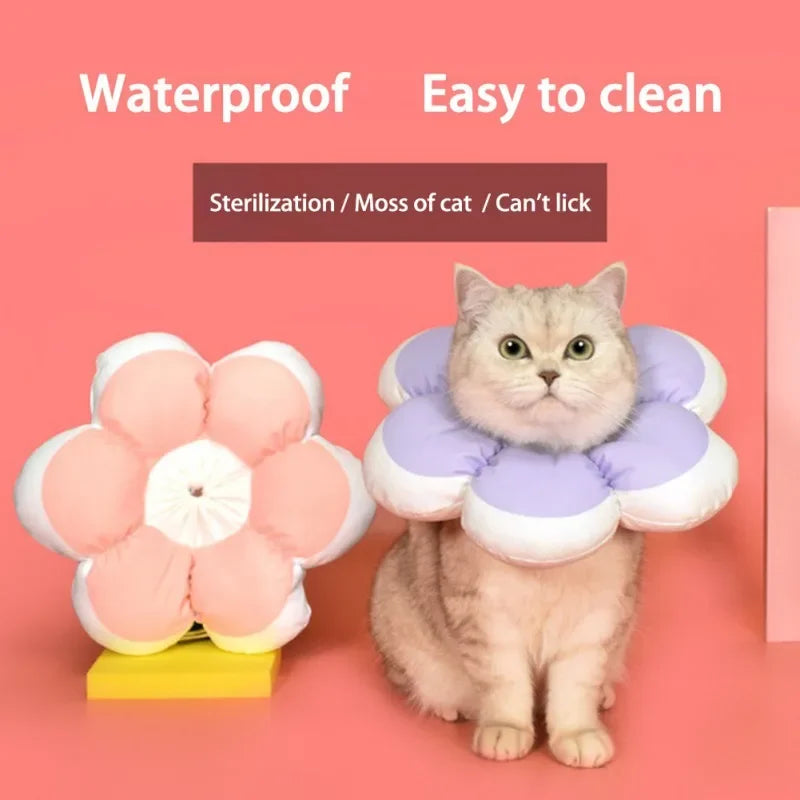 1Pc Soft Cotton Cat Recovery Cone – Adjustable E-Collar for Cats & Small Dogs
