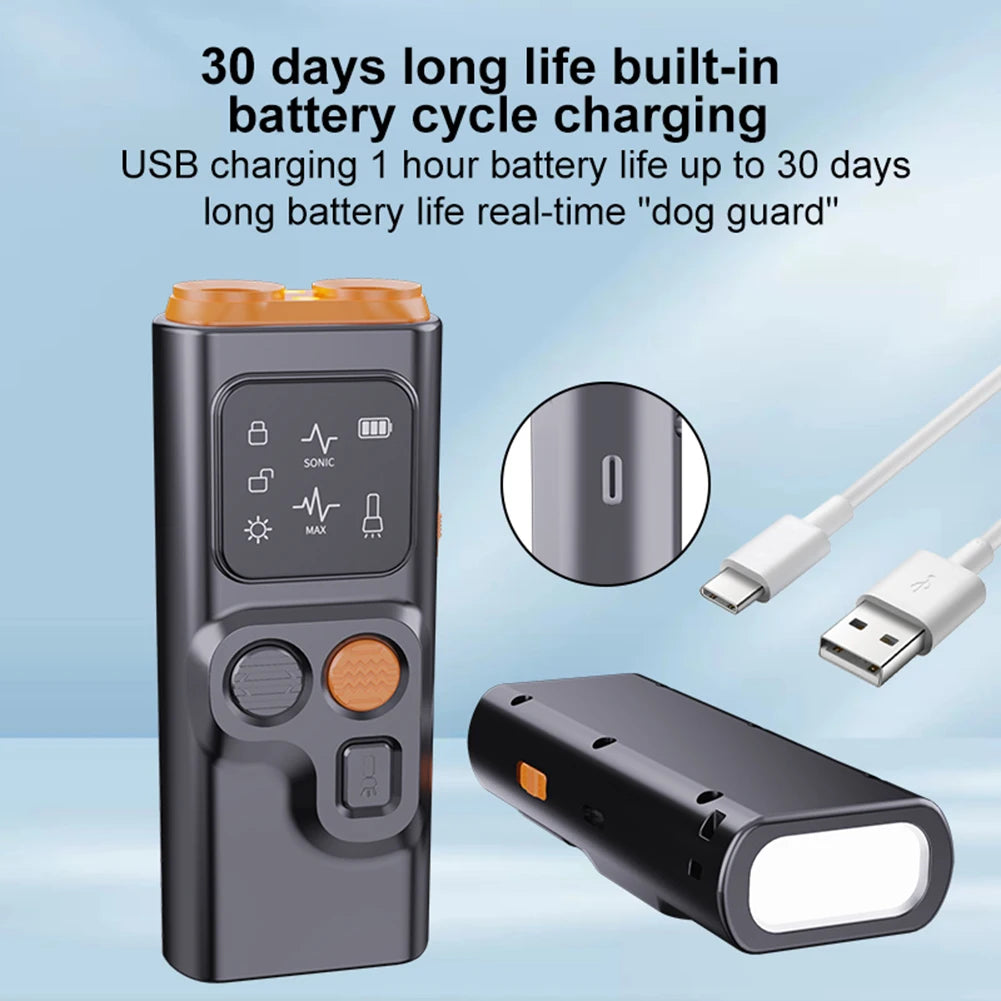 Ultrasonic Dog Bark Control Device – Rechargeable with LED Flashlight