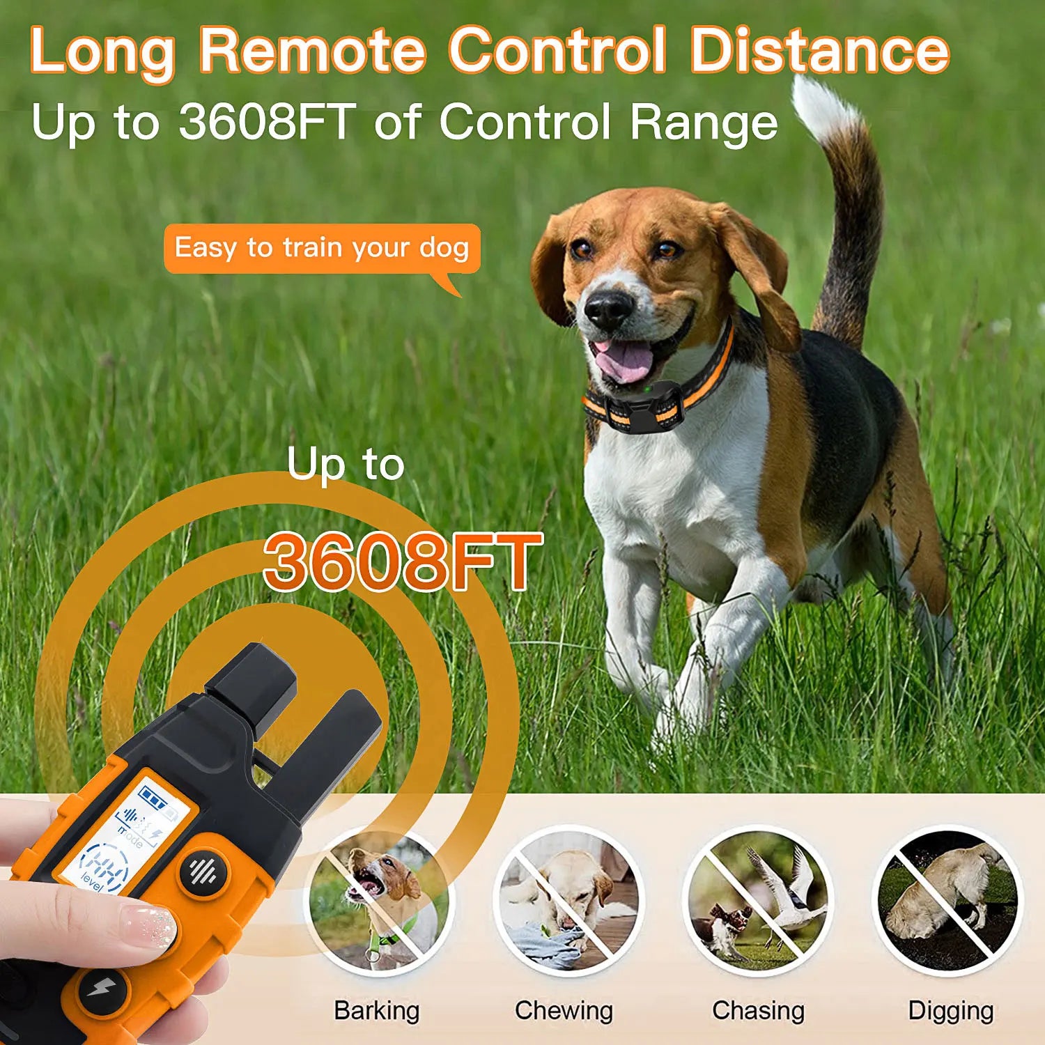 3300Ft Electric Dog Training Collar with Remote – Waterproof Shock & Vibration Behavior Trainer for Dogs 5–120 lbs