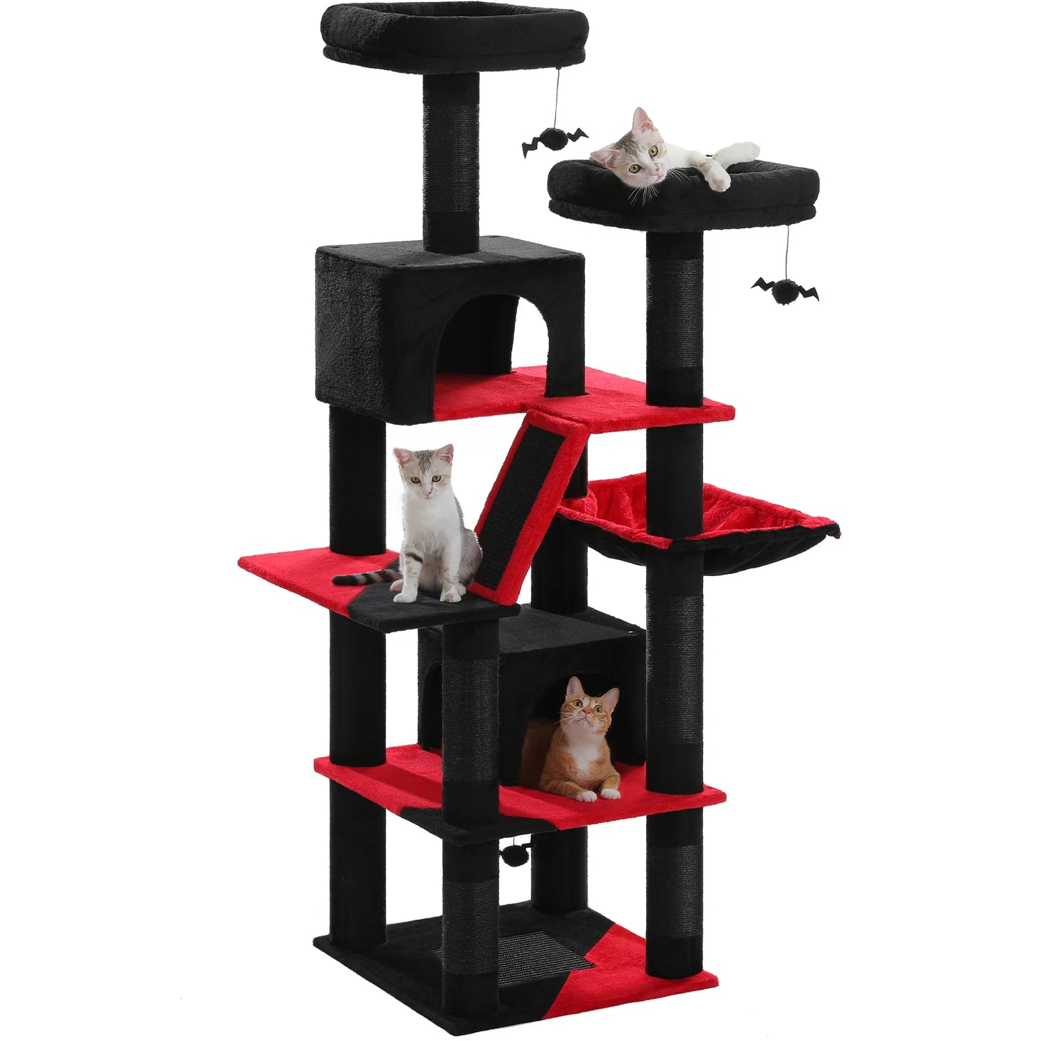 Large Multi-Level Cat Tree Tower – Tall Plush Indoor Cat Condo with Scratching Posts, Perches, Caves & Boards