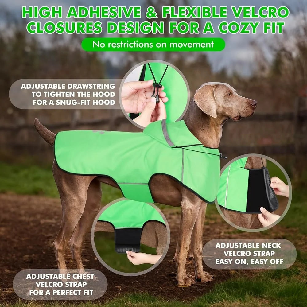 Waterproof Dog Raincoat for Medium Dogs – Reflective, All-Season Lightweight Jacket with Adjustable Fit and Leash Access