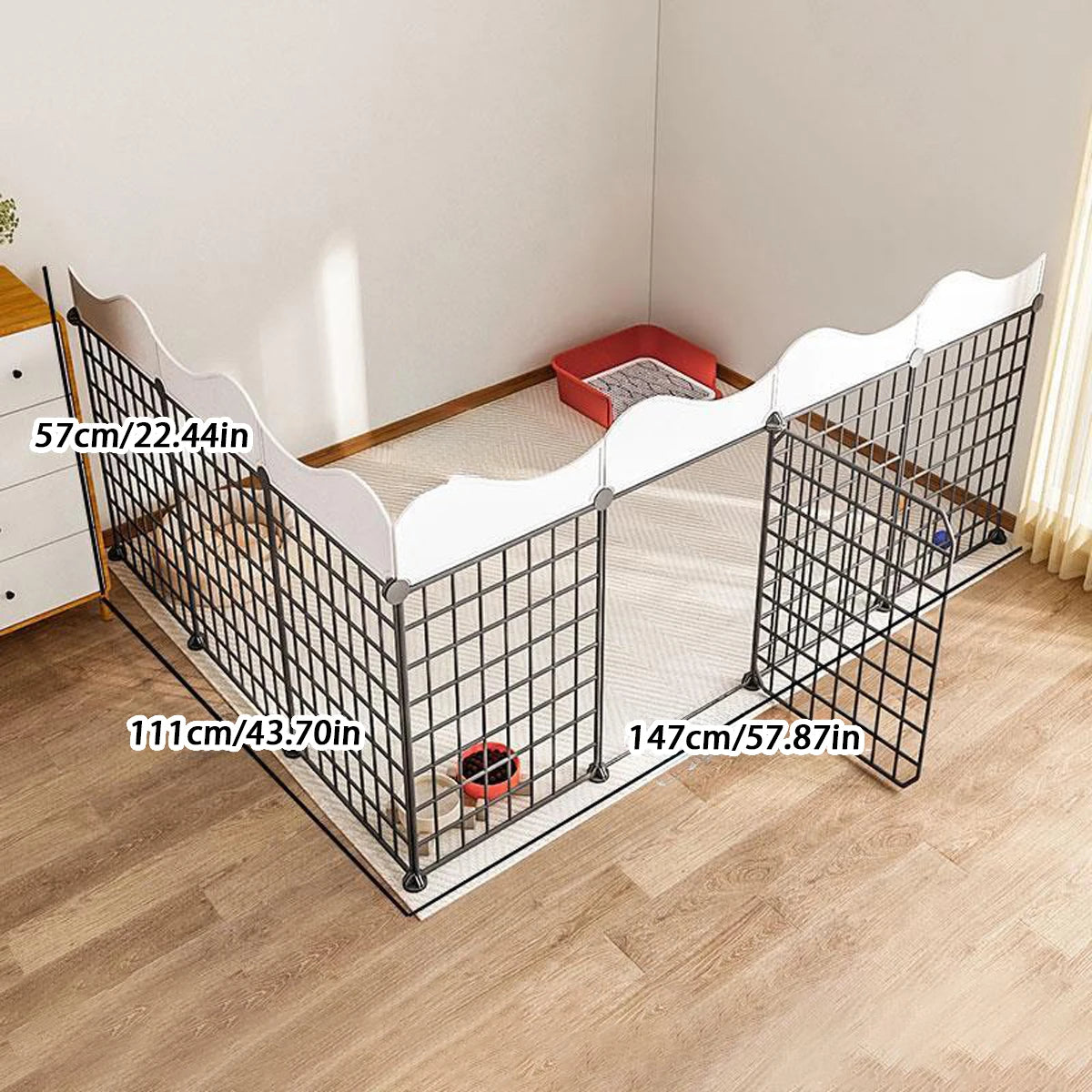 Indoor Puppy Fence with Toilet Area – Small Dog Kennel with One Bedroom, One Bathroom Design & Anti-Jailbreak Partition
