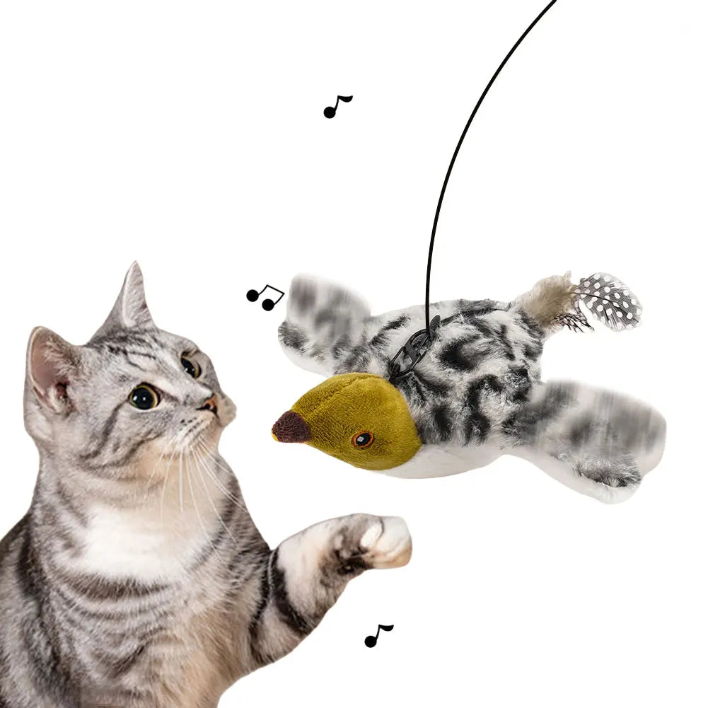 Flying Bird Cat Toy – Rechargeable Flapping Wings & Chirping Sparrow, Interactive Indoor Toy for Cats & Kittens