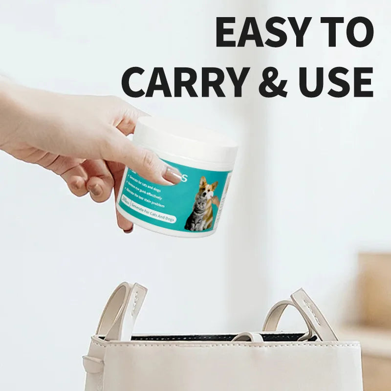Pet Eye Wipes – Tear Stain Remover for Dogs & Cats, Gentle Cleaning Wet Tissues