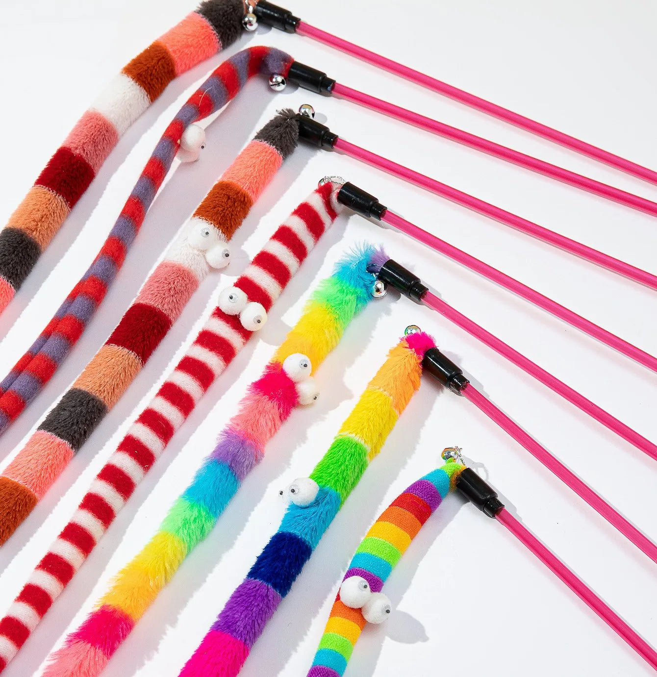 Caterpillar Cat Teaser Wand – Colorful Feather Toy for Interactive Play