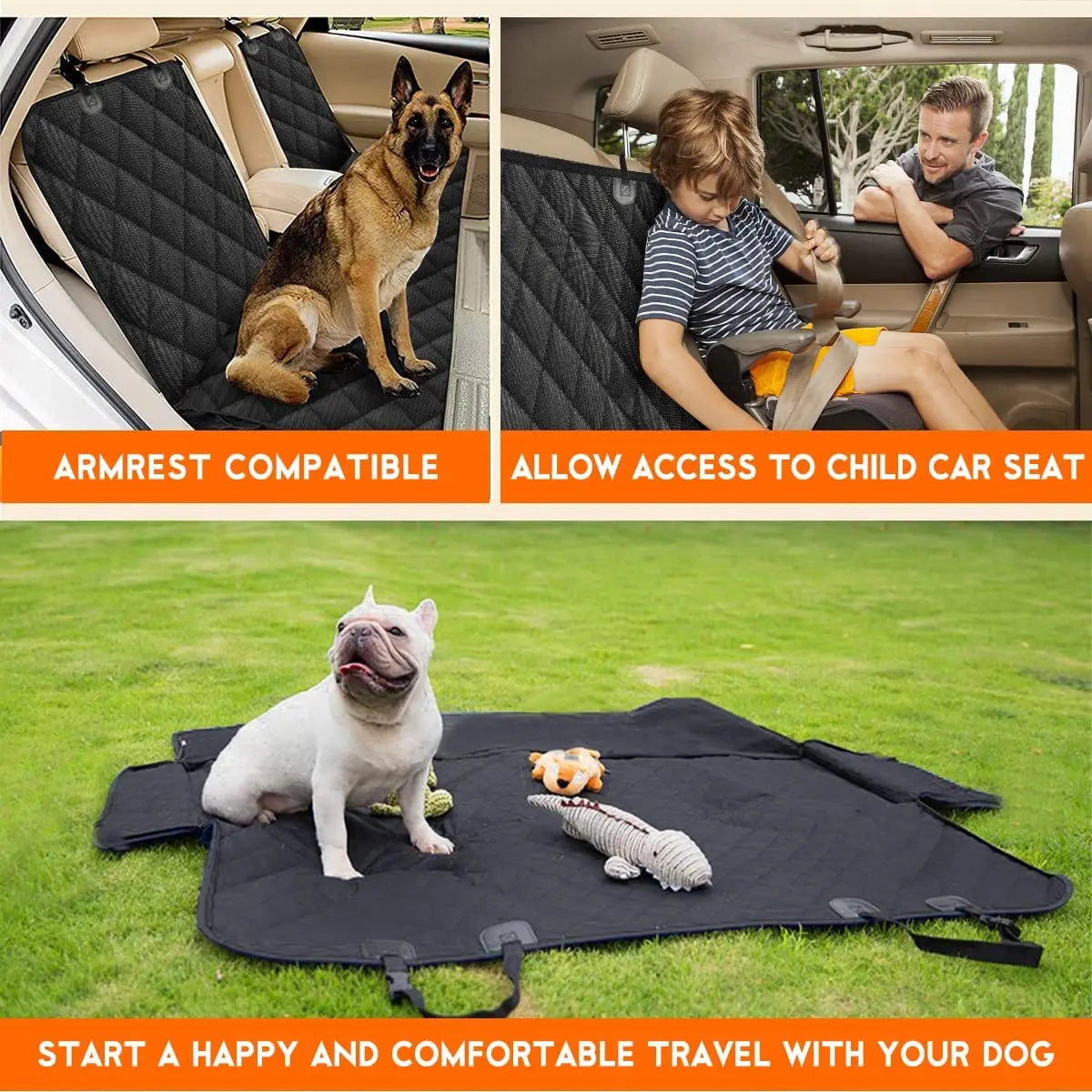 Pet Dog Car Seat Cover – Foldable Waterproof Travel Carrier Mat | Non-Slip Rear Seat Protector for Medium & Large Dogs