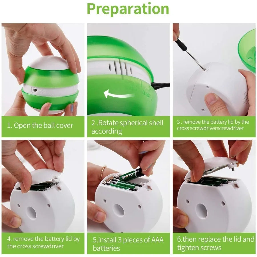 Interactive Cat Chaser Ball – 360° Rolling Self-Rotating Toy with LED Light, Sound & Detachable Feather