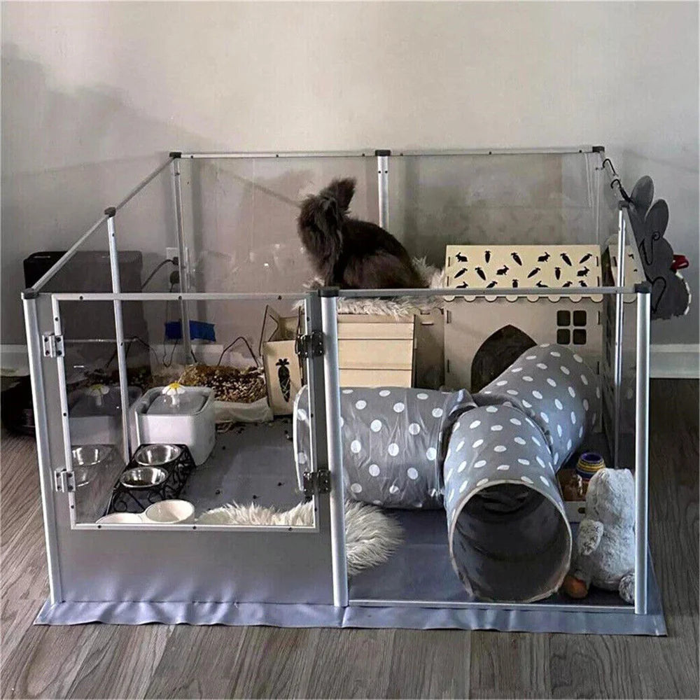 Extra-Large Acrylic Dog Playpen – Transparent Pet Enclosure with Waterproof Whelping Pad for Dogs, Bunnies, Ferrets & Small Animals