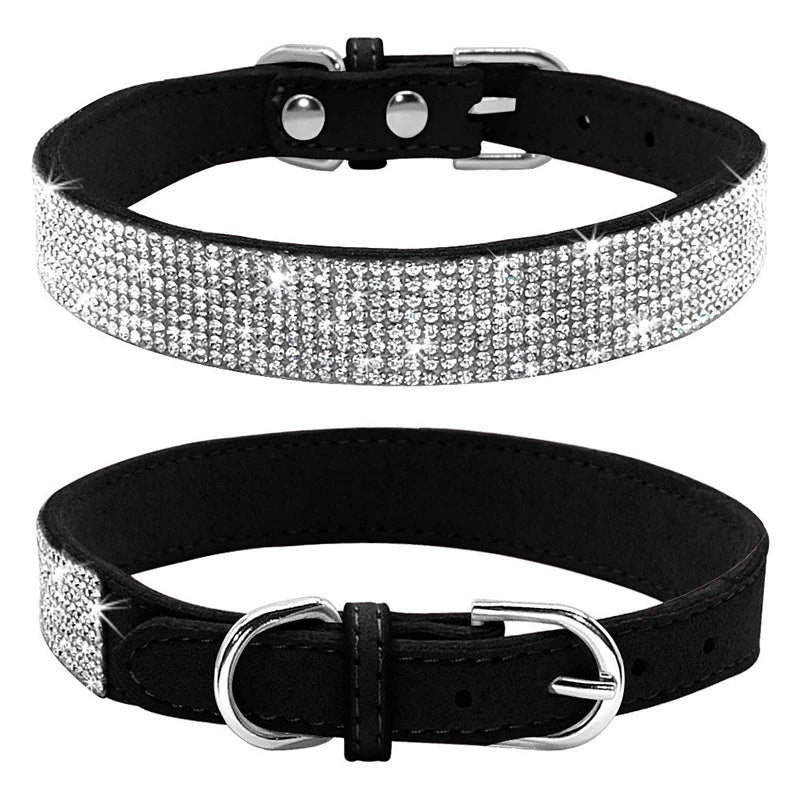 Crystal Glitter Rhinestone Dog Collar – Sparkling Pet Collar with Zinc Alloy Buckle for Small & Medium Dogs and Cats
