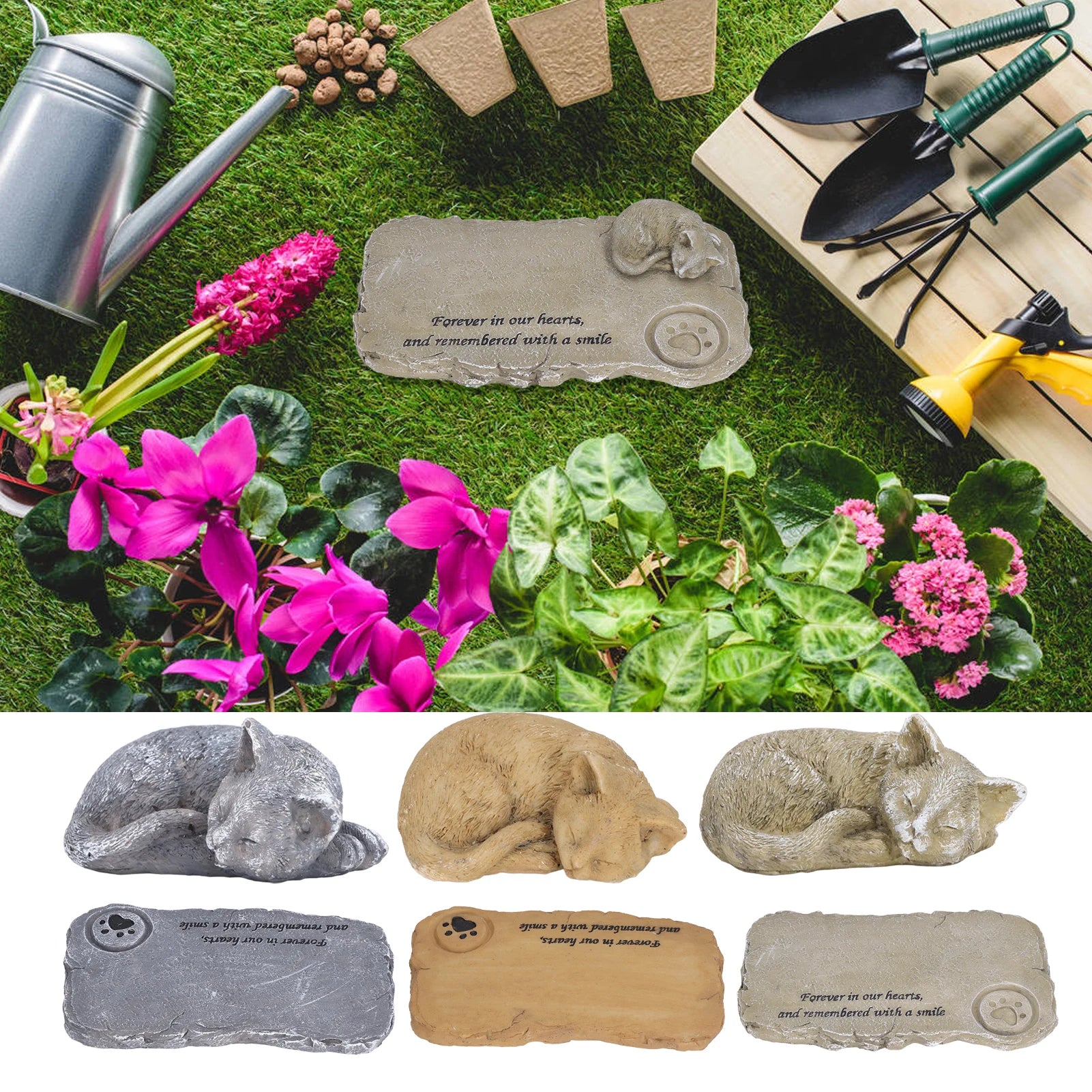 Weatherproof Resin Pet Memorial Garden Stone – Outdoor Gravestone for Dog or Cat