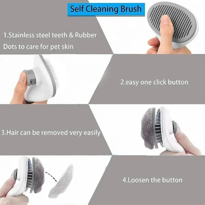 Self-Cleaning Pet Grooming Brush – Hair Remover & Dematting Tool for Dogs and Cats